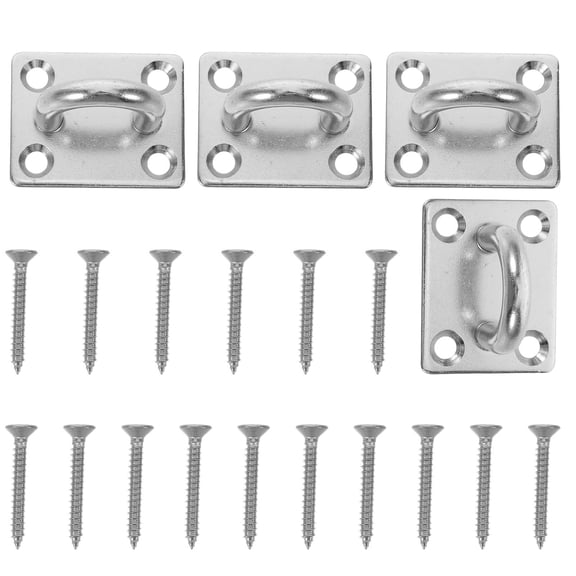 HEANUJJ 4Pcs Plated Silver Hammock Hook Kit Heavy Duty Wall Mount Tie Down Anchors