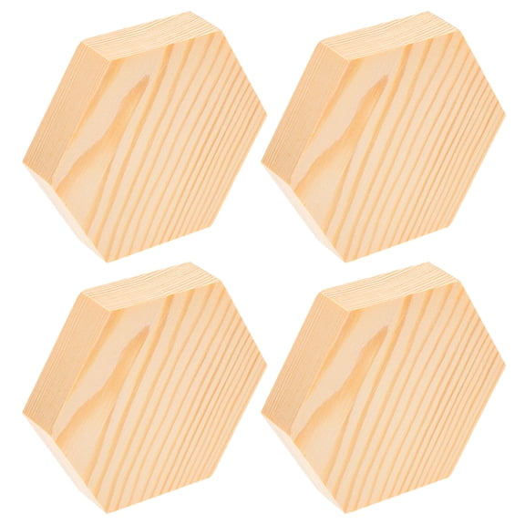 HEANUJJ Hexagon DIY Wood Ornaments Unfinished Wood Shapes Beige 4pcs