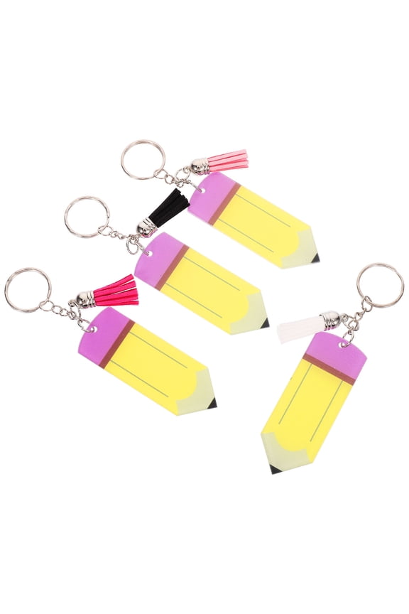 4Pcs Assorted Color Acrylic Pencil Keychain Party Favors for Teacher Appreciation