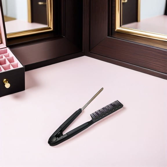 HEANUJJ 4Pcs V Shaped Hair Straightener Comb with Flat Comb Plate for Salon Quality Results