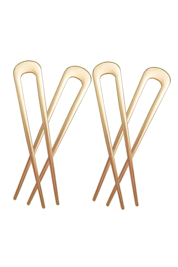 4Pcs Vintage Style Golden U Shaped Hairpin Bow Decor Comfortable Decorative Hairpin