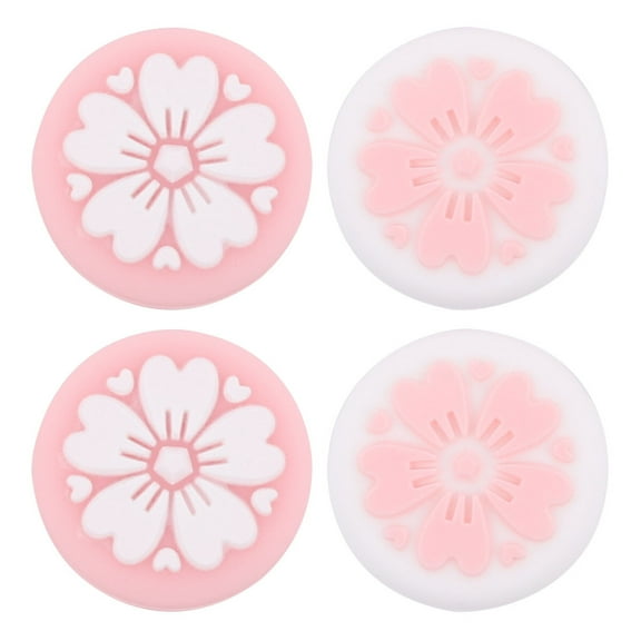 HEANUJJ 4-Piece Thumb Grip Caps Joystick Covers in Pink Cherry Blossom for Enhanced Comfort and Grip