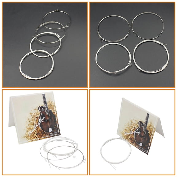 HEANUJJ Mandolin Metal Strings Accessory Set, 4 Steel Strings, , 4.3x4.3x0.4in for Mandolin Players