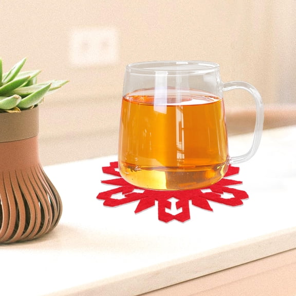 HEANUJJ Festive Red Cloth Coasters for Holiday Decor Non-Slip Base 4Pcs
