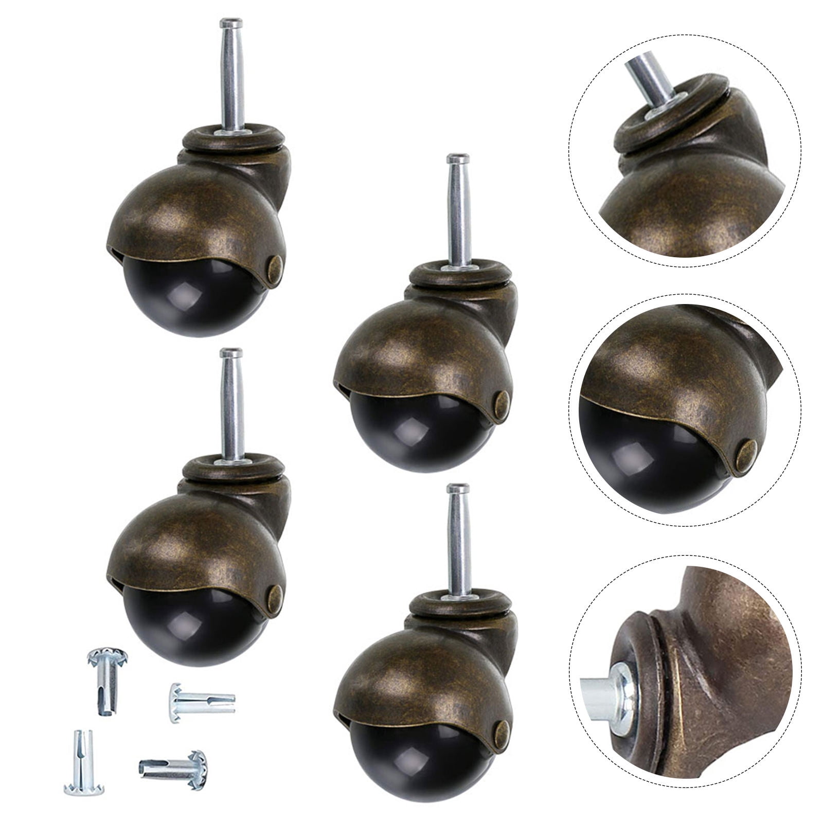 HEANUJJ Antique Iron Steel Caster Wheels with 360 Degree Rotation for ...