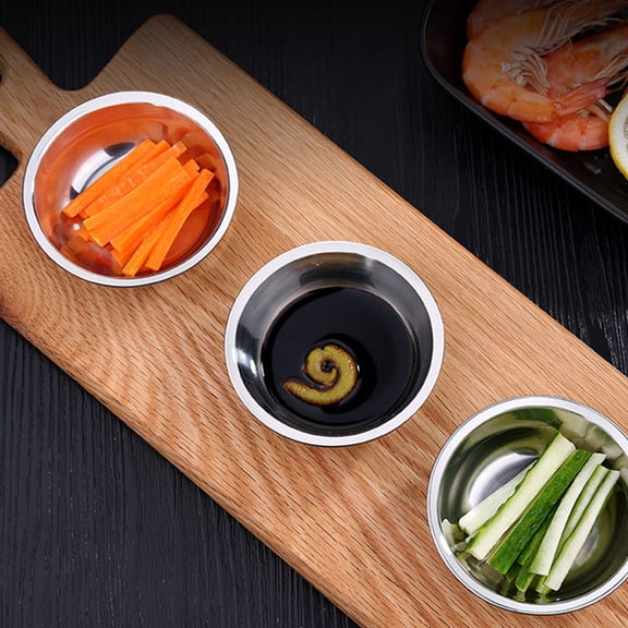 HEANUJJ 5 Pcs Silver Sauce Dipping Plates for Party Dining Tableware Silver