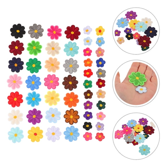 HEANUJJ 50Pcs Flower Embroidery Iron on Patches Sunflower Design Decorative Applique for Clothing Repair