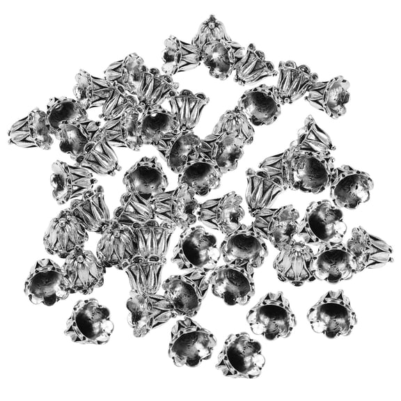 HEANUJJ 50Pcs Elegant Silver Alloy Flower Spacer Bead Caps Secure End Toppers for Jewelry Projects