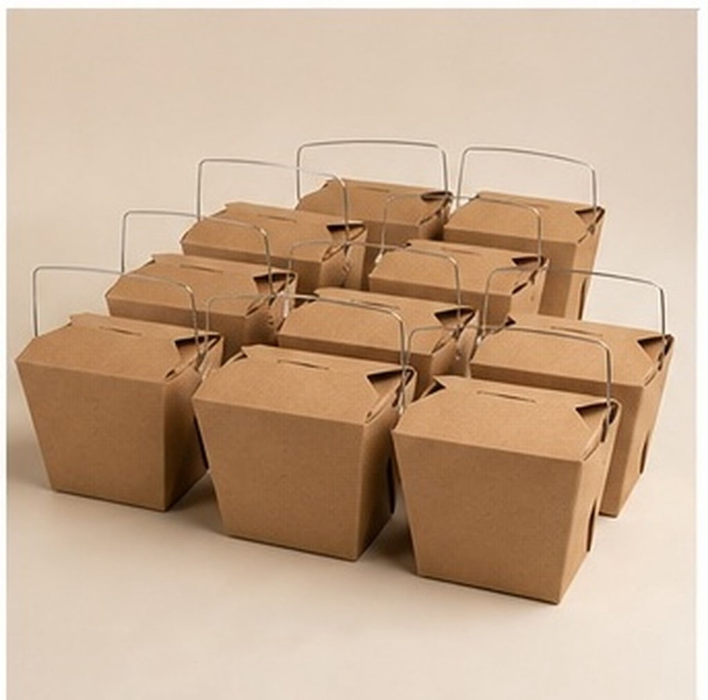 HEANUJJ 50Pcs Sturdy Paper Chinese Take Out Boxes Coffee Color with ...