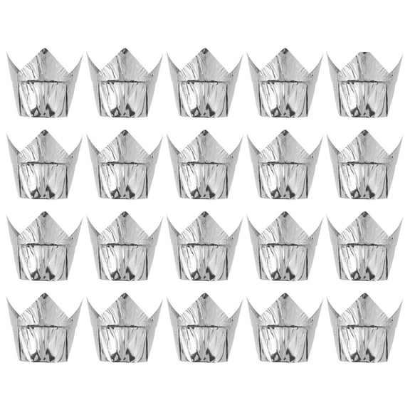 HEANUJJ 50Pcs Silver Cake Baking Cup Holder Decorative Muffin Cups for Holiday Party