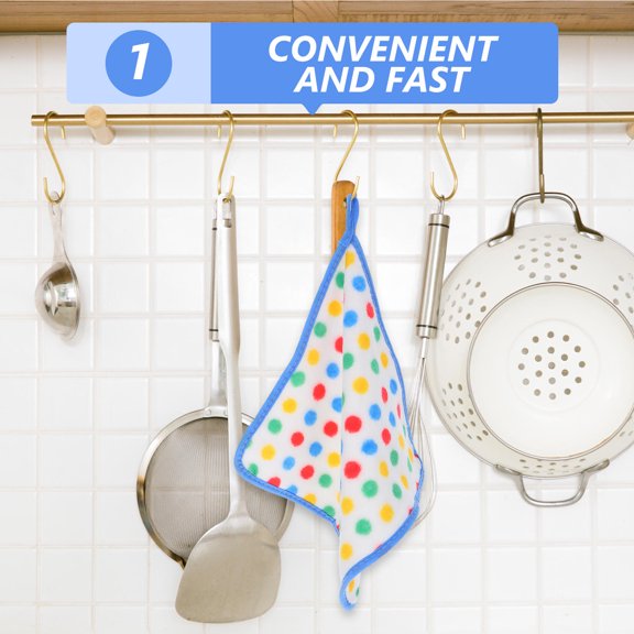 HEANUJJ Coral Velvet Dish Towels, Multi-Color Polyester, Absorbent, Reusable, for Cleaning Use, 5Pcs