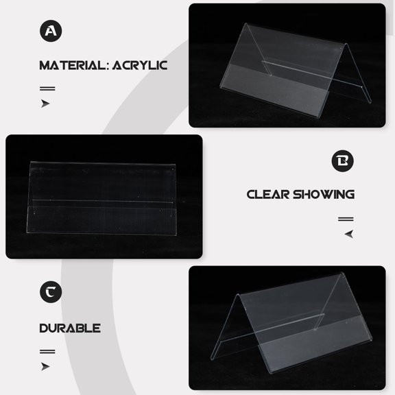 HEANUJJ 5Pcs Acrylic Place Card Holders Clear Tent Shape Display Racks for Tables