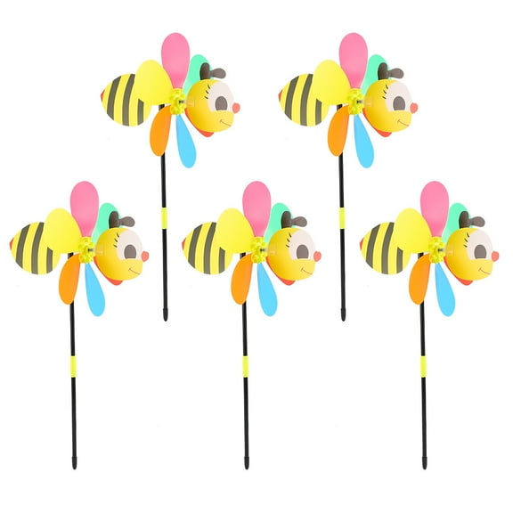 HEANUJJ 5-Pack Animal Pinwheels Multi-Color Plastic Wind Outdoor Garden Toys for