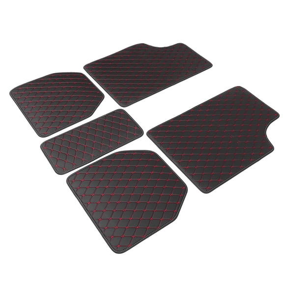 HEANUJJ 5Pcs Red Car Foot Mat with Elastic Sponge Lining and Environmentally Friendly Materials