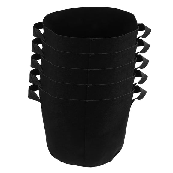 HEANUJJ 5Pcs Plant Growing Bags Black Non Woven Fabric Breathable Root Enhancing Grow Bags