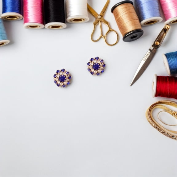 HEANUJJ 5Pcs Crystal Rhinestone Button Covers Clip on Floral Style for Formal Shirts and Tuxedos