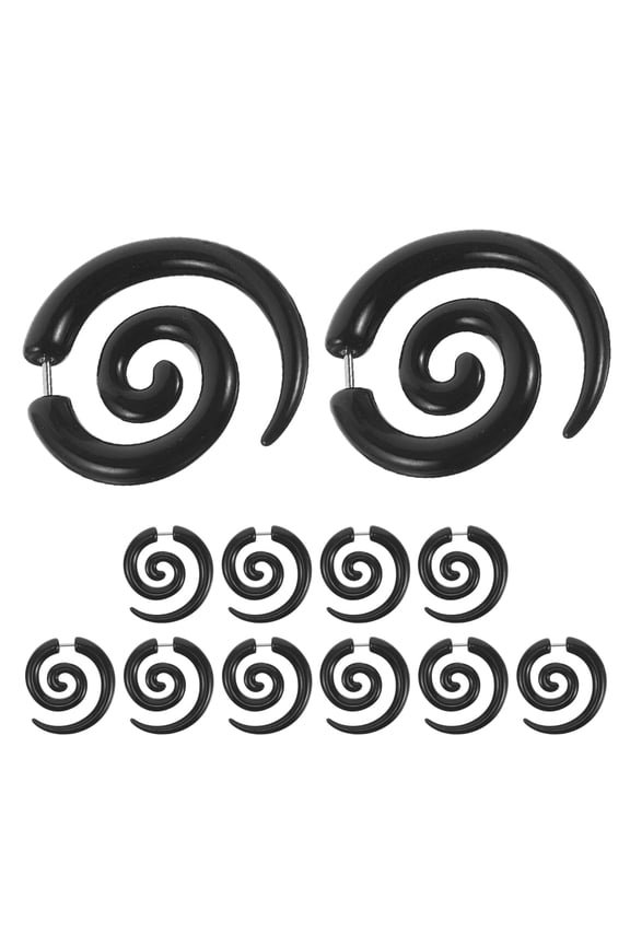 6 Pairs Acrylic Horn Earrings Fake Plugs Set Lightweight Tribal Style Jewelry
