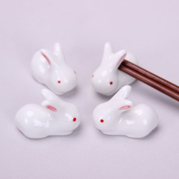 HEANUJJ Set of 6 White Ceramic Chopstick Holders for Kitchen Counter and Dining Table Organization and Storage