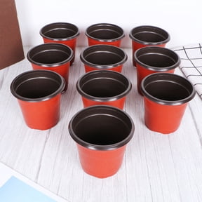 HEANUJJ 60Pcs Red Plastic Flower Pots Lightweight Breathable Plant Starting Containers