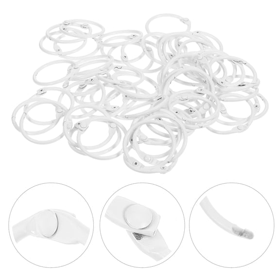 HEANUJJ 60Pcs White Metal Book Binding Rings for Office Scrapbooks Index Cards
