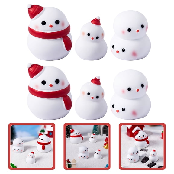 HEANUJJ 6-Piece Mini Snowman Figurine Set for Crafts, White Resin Decorative Ornaments for Mantelpiece and Holiday Decor