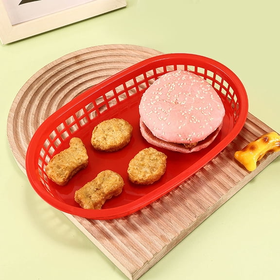 HEANUJJ 6PCS Burger Baskets Red PP Food Serving for KTV Parties and Picnics