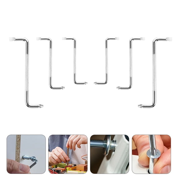 HEANUJJ 6Pcs Offset Screwdriver Set Plated Silver Z-Type Design Double Head for Narrow Space Repair