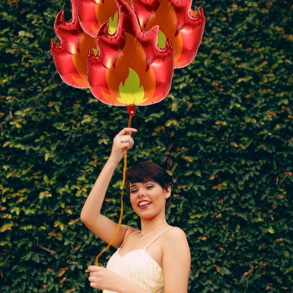 HEANUJJ 6-Pack Red Foil Flame Balloons Fireman Party Decorations Easy Setup Birthday Celebration Balloons