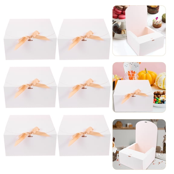 HEANUJJ 6-Pack Portable White Cake Boxes, Pre-Folded for Quick Assembly and Secure Cake Packaging