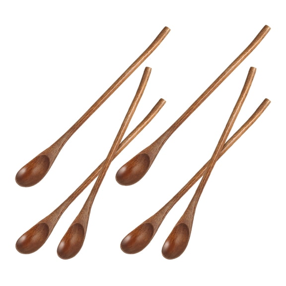 HEANUJJ 6pcs Brown Nanmu Wooden Mixing Spoons for Coffee, Tea, and Drinks Japanese Style Kitchen Utensils