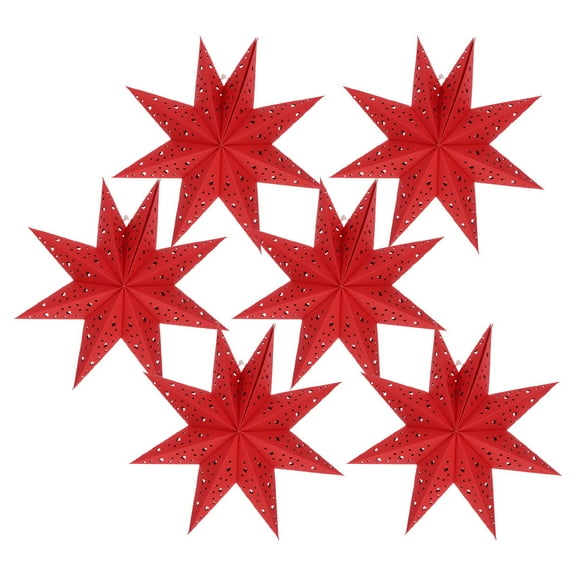 HEANUJJ 6pcs Lantern Star Paper Lamp Red Hanging Star Lights Festive Atmosphere Christmas Celebration
