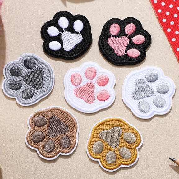 HEANUJJ 7 Pcs Animal Paw Pattern Patches Ironon Strongest Glue Patches Repair Decorating Appliques for Jeans Clothing Hats Bags