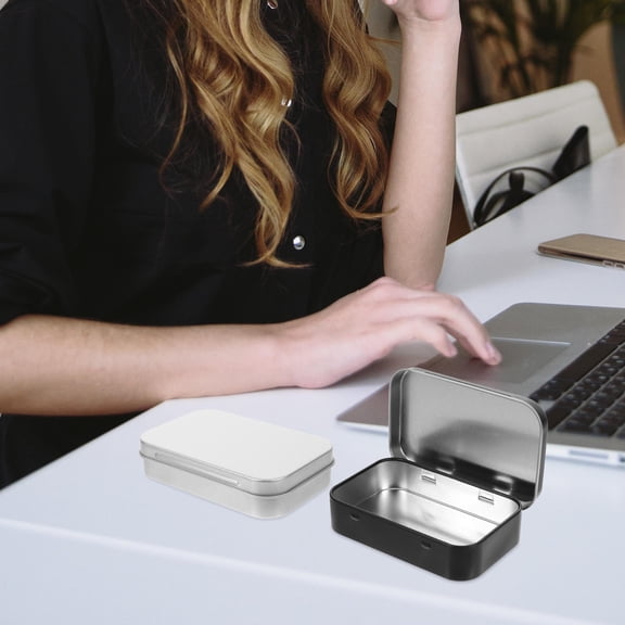 HEANUJJ 8Pcs Portable Rectangular Metal Tin Storage Boxes Assorted Color Small Tinplate Cases