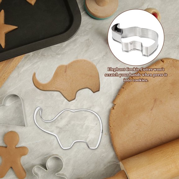 HEANUJJ 8Pcs Elephant Cookie Cutter Stainless Steel Biscuit Mold Convenient Baking Accessory
