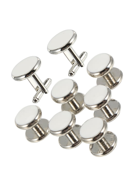 8Pcs French Shirt Cuff Studs Set Mens Copper Cuff Links for Suit Wear