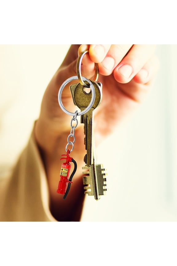 8Pcs Firefighter Keychain Red Portable Metal Keyring for Backpack Lanyard and Key Hanging