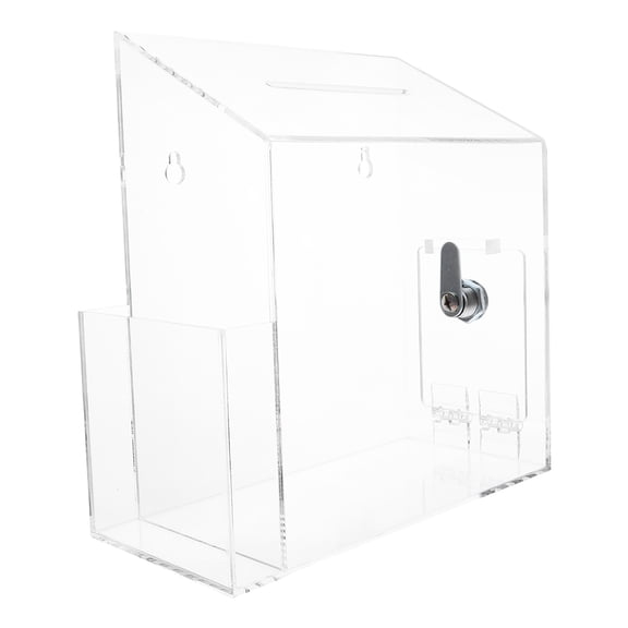 HEANUJJ Compact Clear Acrylic Donation Box with Lock Suitable for Charity Events Office and School Use