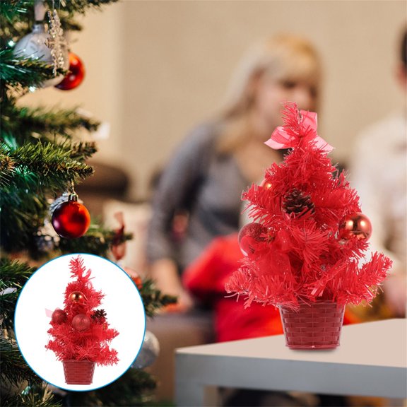 HEANUJJ Red Christmas Desktop Tree Decor with Fire Resistant Material for Festive Seasonal Display