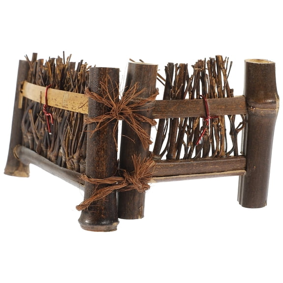 HEANUJJ Mini Bamboo Fence Model Foldable Slanted Garden Edger Border Tea House Decor