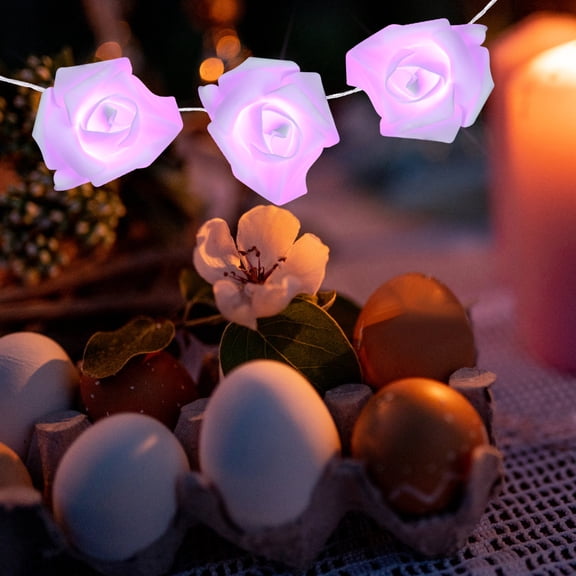 HEANUJJ Battery Operated Purple Rose String Light Elegant LED Flower Decoration for Christmas