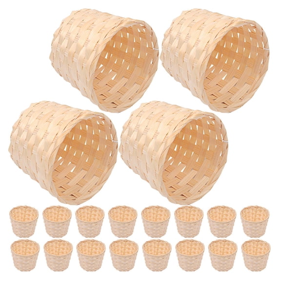 HEANUJJ 20Pcs Handwoven Bamboo Storage Basket Beige Rustic Organizer for Desktop and Home Storage