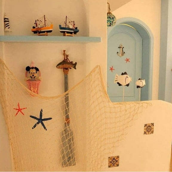 HEANUJJ Beige Fishing Net for Party Home Decor Nautical Themed Wall Hanging Net