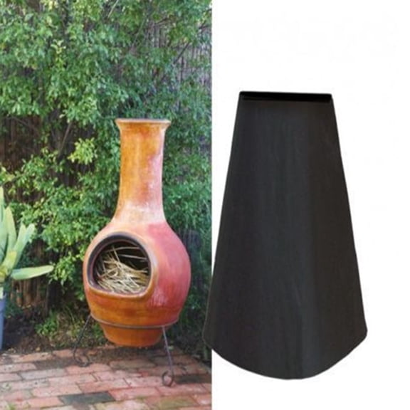 HEANUJJ Black Stove Protector Cover for Outdoor Chiminea with Elastic Cord