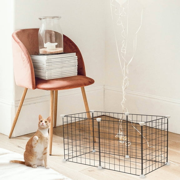 HEANUJJ Black Folding Pet Cage for Small Dogs, Square Design, 6-Piece Set, Portable and