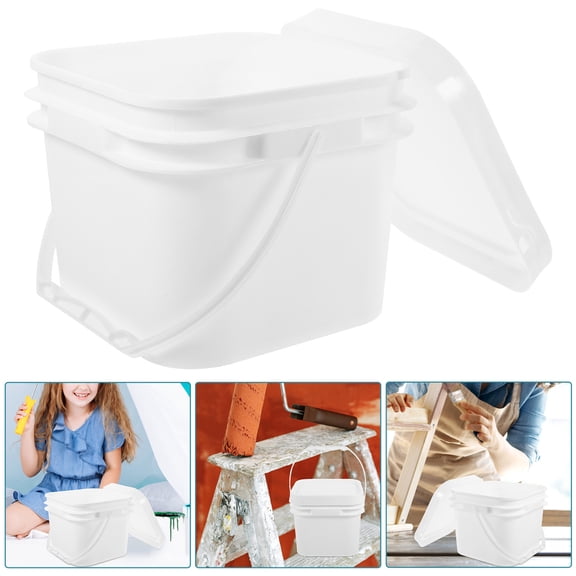 HEANUJJ Plastic Paint Storage Bucket with Handle Easy to Clean White Paint Container