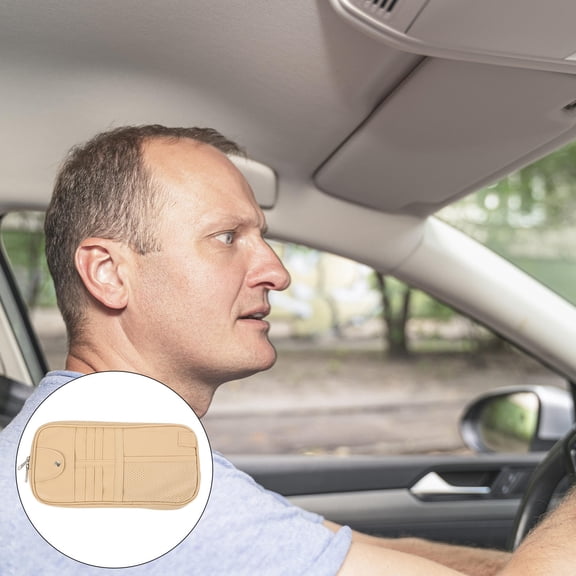 HEANUJJ Visor Organizer Auto Car Registration Holder Khaki 1Pcs