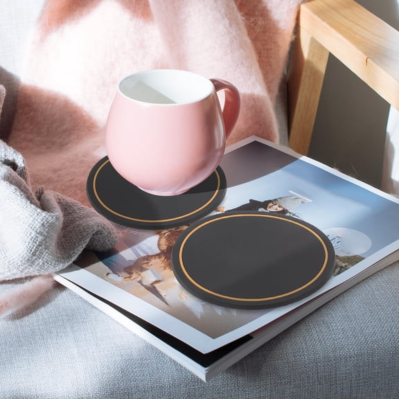 HEANUJJ Heat Insulation Rubber Coaster Round Black Protective Mat for Table Surface