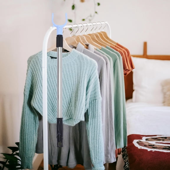 HEANUJJ Black Stainless Steel Adjustable Clothes Reach Pole for Home Drying and Hanging