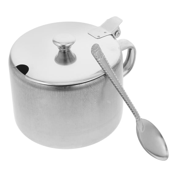 HEANUJJ Silver Stainless Steel Sugar Bowl with Lid for Home Kitchens 1Pcs
