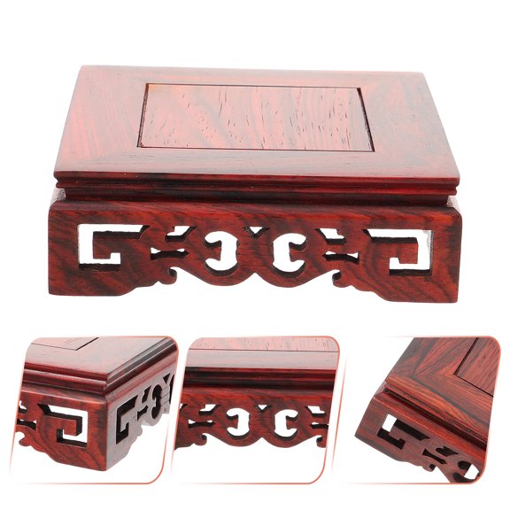 HEANUJJ Traditional Chinese Style Wooden Display Riser Stand for Small Decor, Office Items, 1 Piece Base, Elegant and